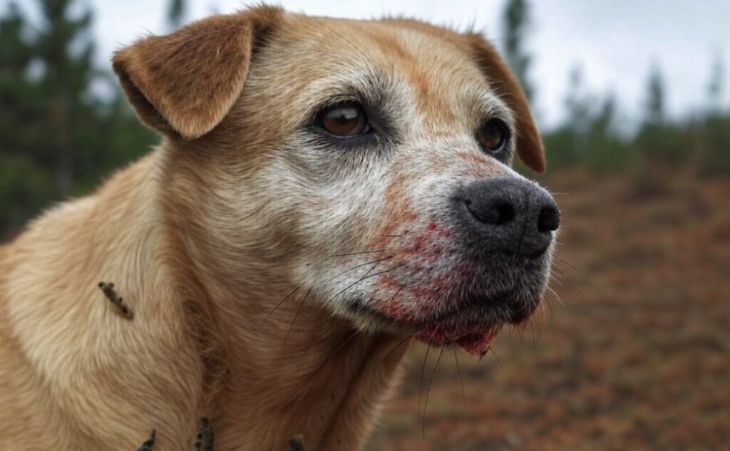 chien malade à cause de chenilles processionnaires
