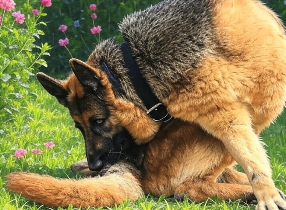 chien lèche son anus