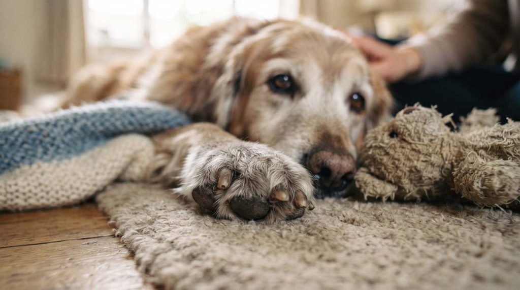 Patte de chien avec arthrose