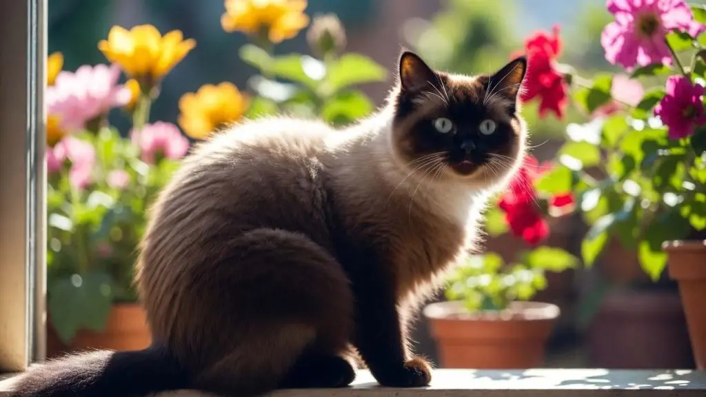 Chatte en chaleur sur rebord de fenêtre