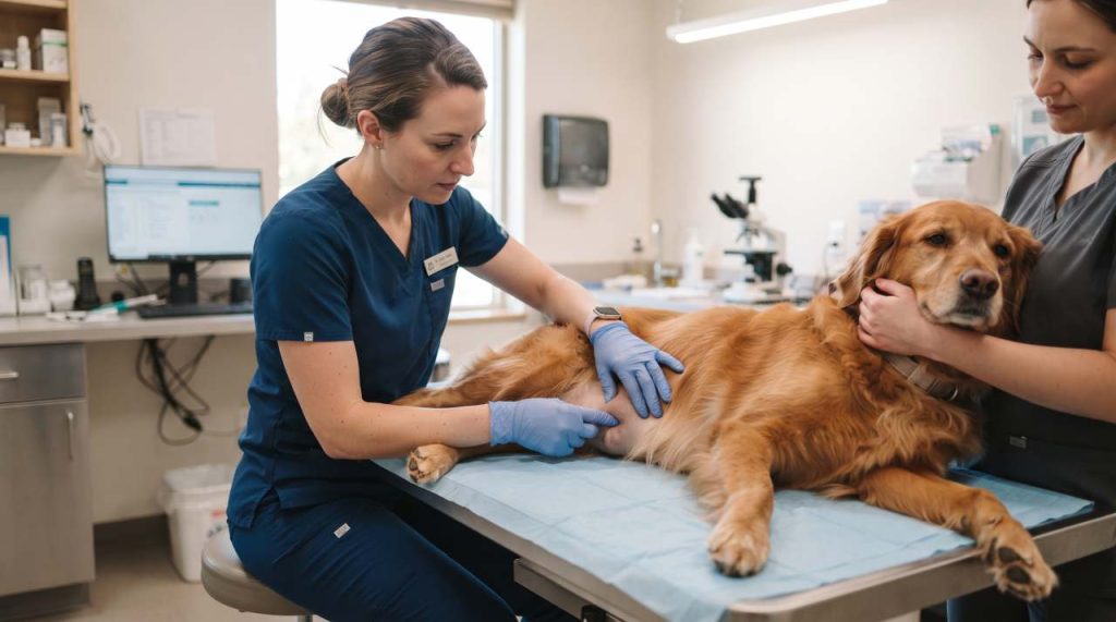 Chienne avec tumeur mammaire
